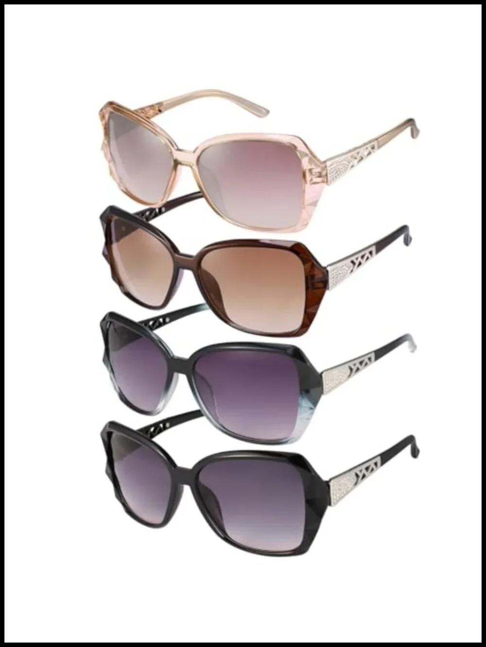 4 Pack Oversized Square Sunglasses for Women UV400 Protection